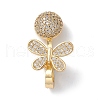 Rack Plating Butterfly Brass Micro Pave Clear Cubic Zirconia Fold Over Magnetic Clasps KK-C019-20G-1