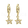 Star Brass Micro Pave Clear Cubic Zirconia Hoop Earrings EJEW-H157-04G-4