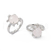 Natural Rose Quartz Turtle Open Cuff Ring RJEW-P082-01P-24-1