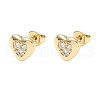 Brass Micro Pave Clear Cubic Zirconia Stud Earrings EJEW-D323-06G-2