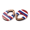 Independence Day Opaque Striped Resin & Walnut Wood Pendants RESI-U010-02N-2