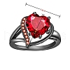 Heart Brass Micro Pave Cubic Zirconia Finger Rings FS-WG4D14B-01-4