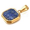 304 Stainless Steel Pave Natural Lapis Lazuli Pendants STAS-Z113-01G-01-2