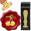 Brass Wax Seal Stamp with Wood Handle AJEW-WH0412-0278-1