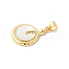 Brass Pave Natural White Shell Pendants KK-S522-14G-2