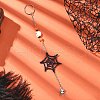 Halloween Theme Glass Seed Spider Web Keychains HJEW-MZ00285-02-1
