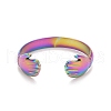 Ion Plating(IP) Rainbow Color  304 Stainless Steel Double Hand Hug Open Cuff Ring for Women RJEW-C025-08B-M-2