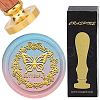 Brass Wax Seal Stamp with Wood Handle AJEW-WH0412-0272-1