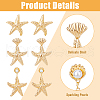 FIBLOOM 3 Pairs 3 Style Alloy Starfish Dangle Stud Earrings with Plastic Pearl Beaded EJEW-FI0002-95-5