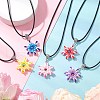 Glass Seed Beads & Polymer Clay & Evil Eye Lampwork Snowflake Pendant Necklaces NJEW-MZ00102-1