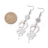Snake & Sun & Moon 201 Stainless Steel & Brass Dangle Earrings for Women EJEW-TA00497-3