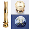 Golden Tone Brass Wax Seal Stamp Head with Bamboo Stick Shaped Handle STAM-K001-05G-H-1