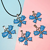 Butterfly Alloy Pave Synthetic Turquoise Pendant Imitation Leather Cord Necklaces FS-WG1163A-10-1