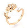 Brass Micro Pave Clear Cubic Zirconia Cuff Ring Settings KK-T076-12G-4