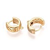 Brass Micro Pave Cubic Zirconia Hoop Earring Finding KK-N261-49G-2