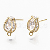 Brass Cubic Zirconia Stud Earring Findings KK-S354-226-NF-3