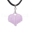 3D Heart Glass Seed Beads Pendant Necklaces NJEW-MZ00046-02-1