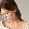 FIBLOOM 4 Pairs 4 Colors Rhinestone Hollow Rectangle Dangle Hoop Earrings EJEW-FI0002-67-7