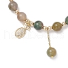 3Pcs Natural Aquamarine & Rose Quartz & Amethyst & Indian Agate & White Jade Imitation Morganite Round Beaded Bracelets BJEW-JB11933-5