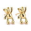 Bear Brass Stud Earrings for Women EJEW-E167-05G-1