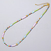 Ethnic Style Rainbow Color Square Natural Shell & Glass & Glass Seed Beaded Necklaces for Women RH4254-2-1