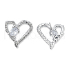 Clear Cubic Zirconia Heart Stud Earrings EJEW-N012-51P-B-1