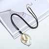 Rhombus Alloy Pendant Black Waxed Cord Necklaces for Women FS-WG0E821-01-1