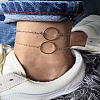 Oval Alloy Double Layer Link Chain Anklets for Women FS-WG28E13-06-1
