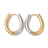 Oval Ion Plating(IP) 304 Stainless Steel Two Tone Hoop Earrings for Women EJEW-L287-057GP-01-1