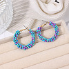 Bohemian Style Iron Glass Seed Beaded Hoop Earrings FS-WG64163-04-1