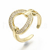 Brass Micro Pave Clear Cubic Zirconia Cuff Rings RJEW-S045-032G-NR-1