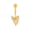 Brass Pave Clear Cubic Zirconia Curved Barbell Bowknot Belly Rings AJEW-L099-01B-G-2