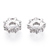 Rhodium Plated 925 Sterling Silver Micro Pave Clear Cubic Zirconia Spacer Beads STER-T007-15P-2