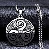 304 Stainless Steel Witchcraft Triskele/Triskelion Pendant Necklaces for Women NJEW-M105-04P-1