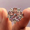 Plum Blossom Brass Pave Cubic Zirconia Finger Rings for Women FS-WG857C0-02-2