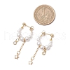 Mother's Day Jewellery 304 Stainless Steel Round with Star Shell Pearl Hoop Earrings EJEW-TA00633-3