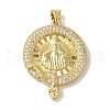 Rack Plating Brass Micro Pave Clear Cubic Zirconia Pendants KK-P267-14A-G-1