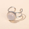 304 Stainless Steel & Natural White Jade Cuff Rings FS-WGDE3F0-11-1