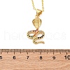 Brass Micro Pave Colorful Cubic Zirconia Snake Pendant Necklaces NJEW-S438-02H-G-5