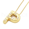 Brass & Plastic Pearl Letter Pendant Box Chain Necklaces for Women NJEW-U017-01G-16-2