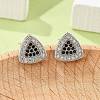 Brass Micro Pave Cubic Zirconia Stud Earrings for Women EJEW-G428-11P-03-3