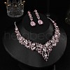 Teardrop Alloy Rhinestone Pendant Necklaces & Stud Dangle Earrings Sets WGA4CA9-04-1