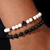 2Pcs 2 Styles Cross Lava Rock Round Beads Stretch Bracelets for Men HI1764-2