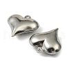304 Stainless Steel Pendants. Heart Charm STAS-A190-02B-P-2