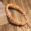 Dyed Natural Imperial Jasper Round Beaded Braided Bead Bracelets WGA4FF5-16-1