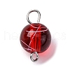 Drawbench Spray Painted Transparent Glass Round Connector Charms PALLOY-JF03509-01-2