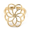 304 Stainless Steel Hollow Flower Open Cuff Rings RJEW-D002-07G-1