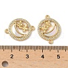 Brass Micro Pave Clear Cubic Zirconia and Natural Shell Moon with Butterfly Connector Charms KK-Z115-11G-3