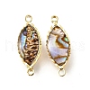 Brass Pave Natural Paua Shell Connector Charms KK-E794-01G-09-1