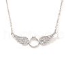 Elegant Brass Micro Pave Clear Cubic Zirconia Ring with Wings Pendant Necklaces for Women QW9057-5